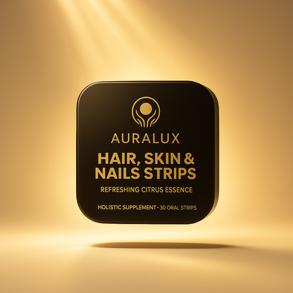 AuraLux Hair, Skin & Nails Strips– Biotin + Vitamin D3 + Folate | Citrus Oral Beauty Supplement (30 Strips)
