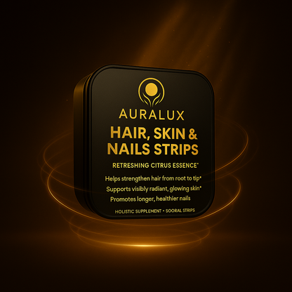 AuraLux Hair, Skin & Nails Strips– Biotin + Vitamin D3 + Folate | Citrus Oral Beauty Supplement (30 Strips)